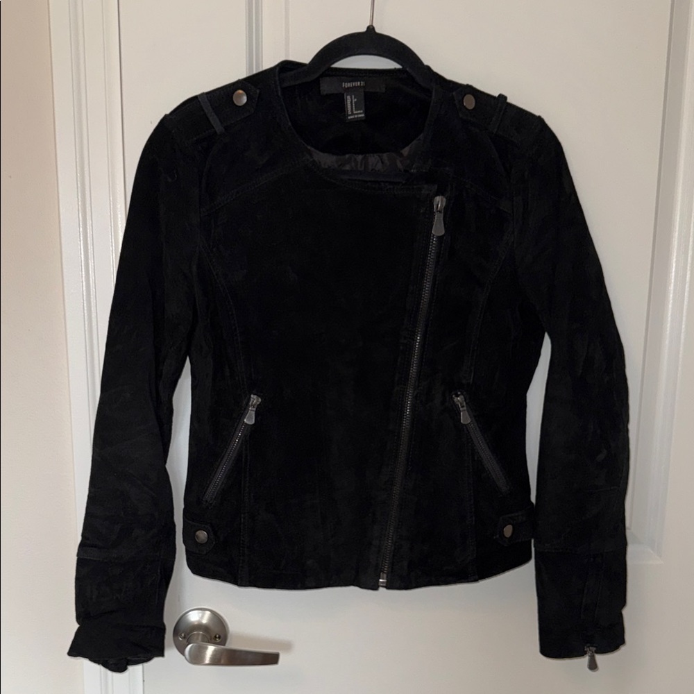 Forever 21 Black Suede Moto-Style Jacket